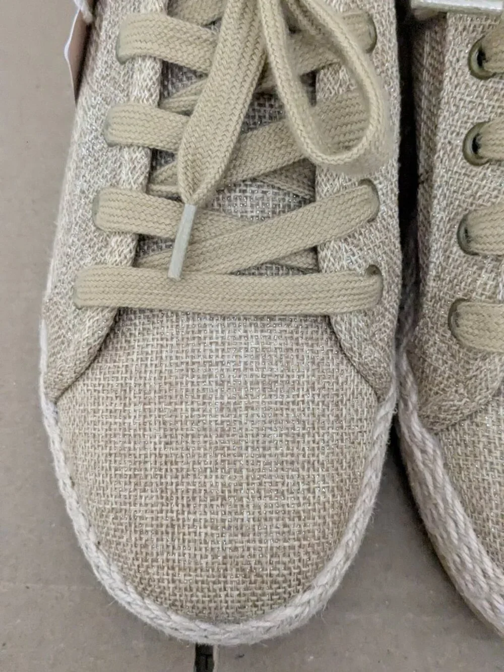 Tommy Bahama Women's Shoes Tan Linen Lace Up Espadrille Sneakers Casual Size 10